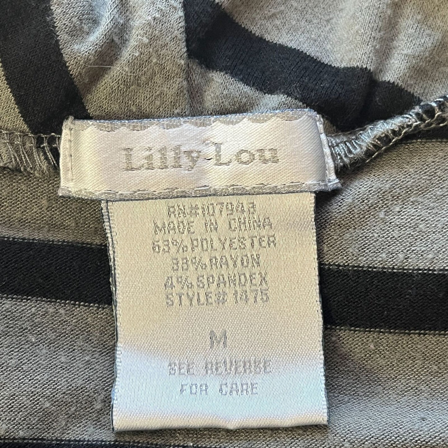 Lilly Lou Womens Sz M Short Sleeve Mini Dress Black Gray Striped