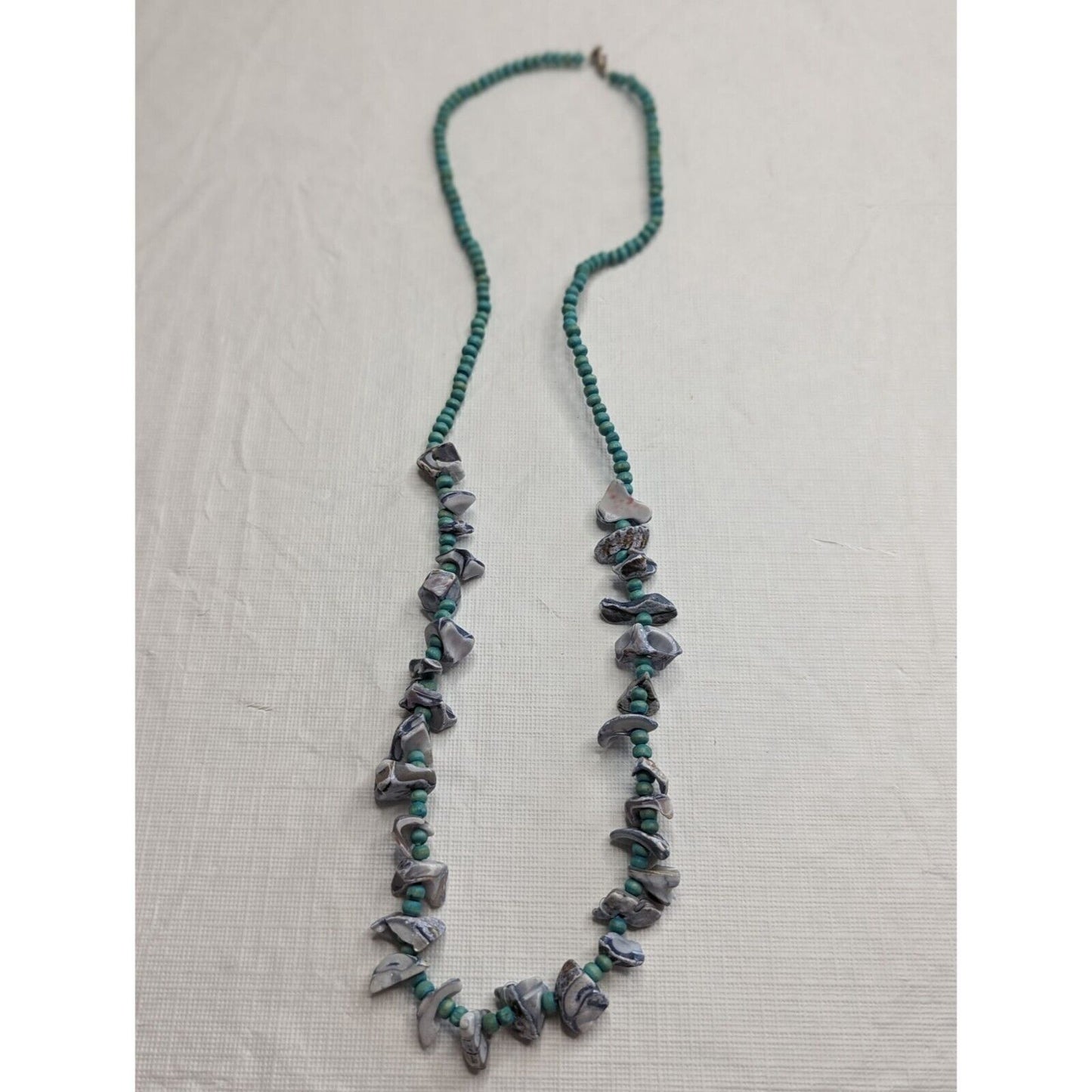Vintage Larimar Chip Rock Beaded Nugget Necklace Purple and Turquoise