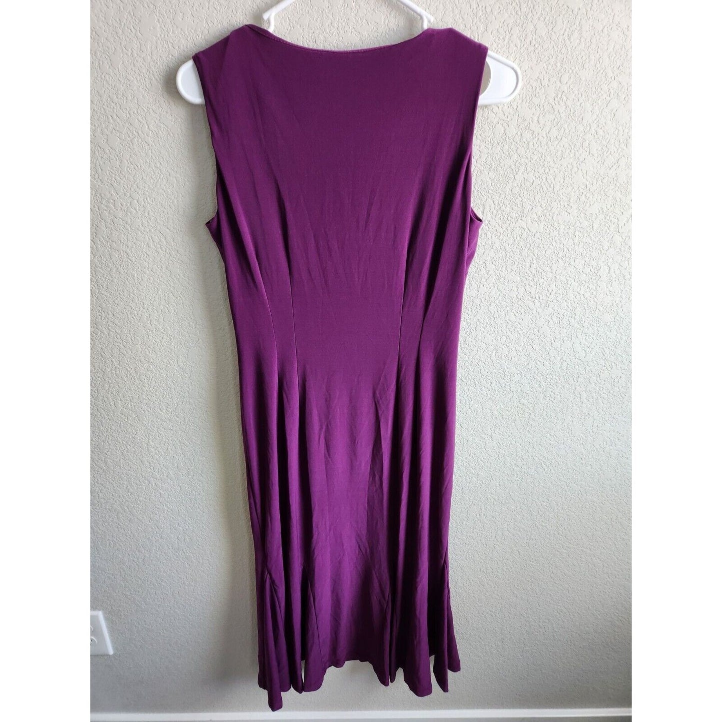 Julian Taylor Womens Sz 10 Midi Length Shift Dress Solid Purple Sleeveless