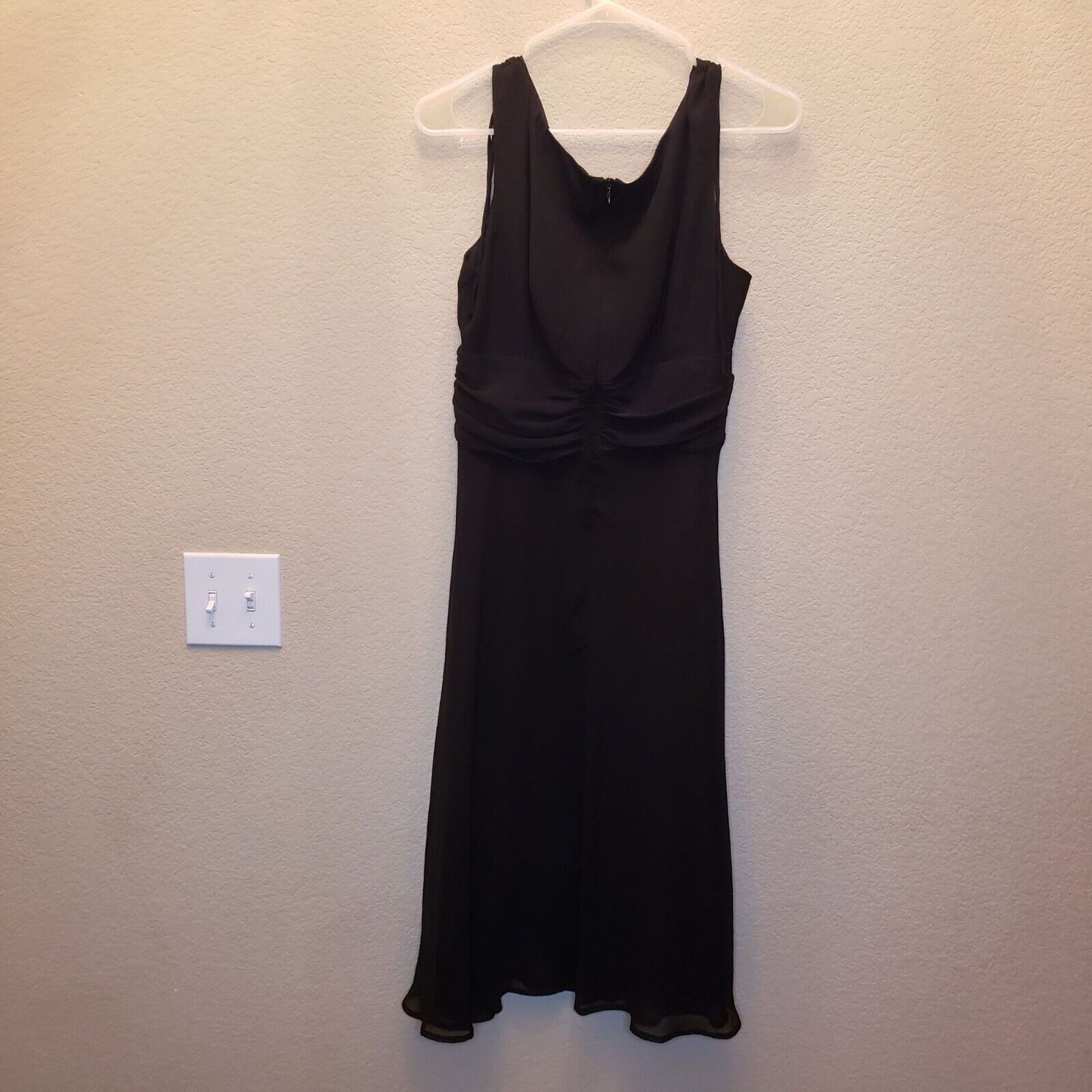 Connected Apparel Womens Sz 10P Formal Black Dress Midi Draped