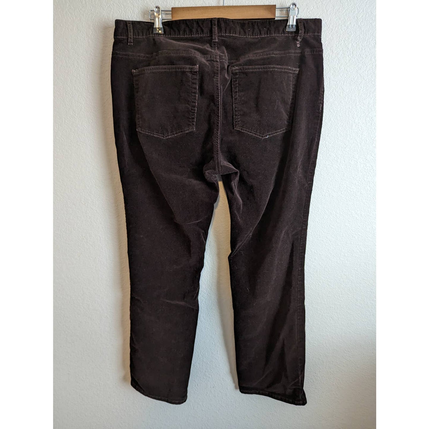 Chaps Mujer Sz 16 Pantalones de pana de pierna recta marrón oscuro