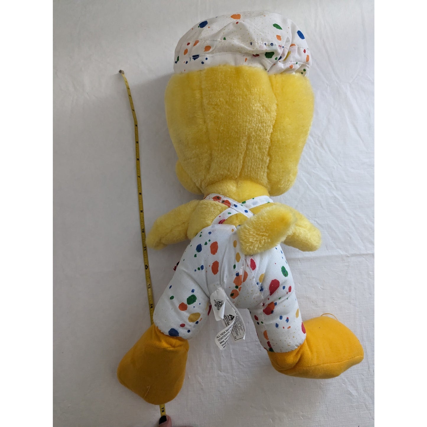 Vintage 1998 Tweety Bird Looney Tunes Plush Stuffed Animal Painter Outfit 16"