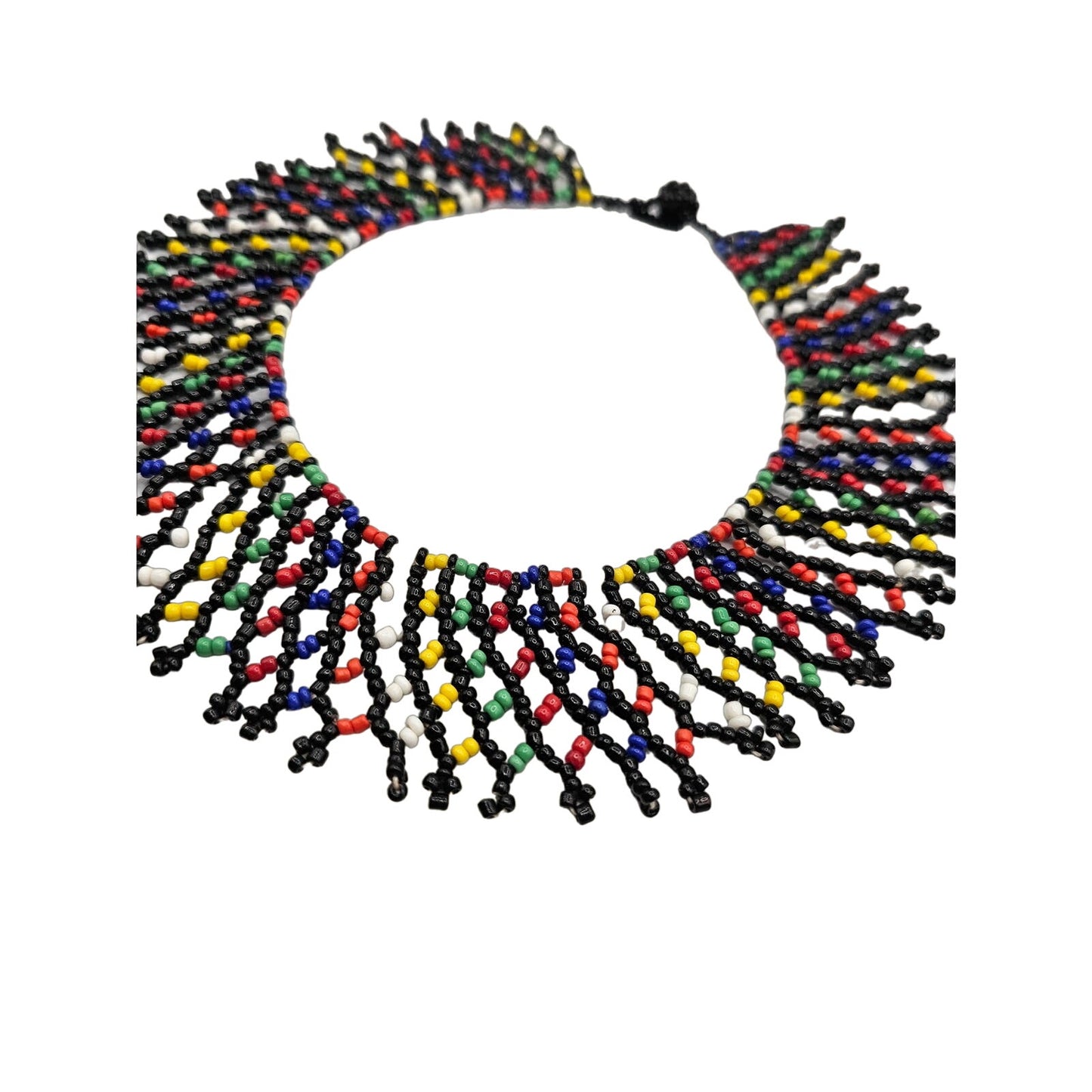 Vintage Y2k Seed Bead Bib Style Necklace Rainbow Pride