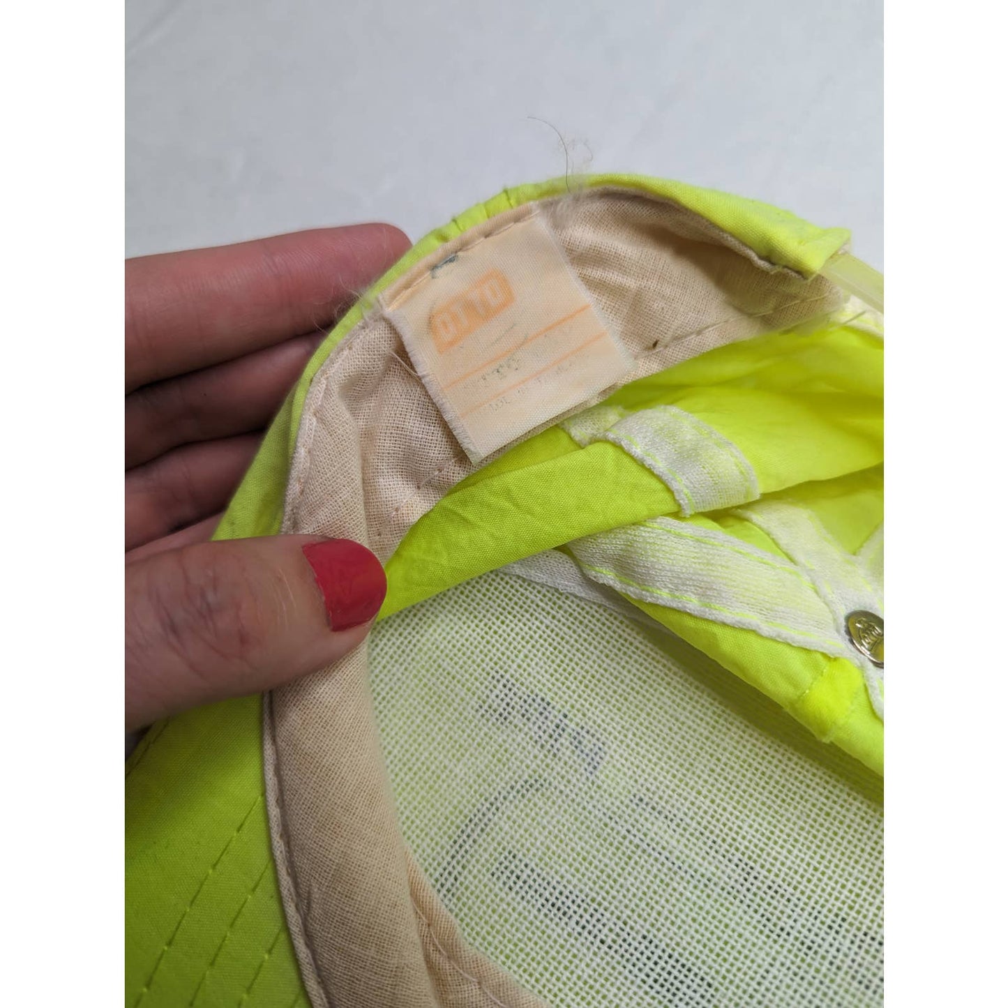 Vintage 1980s Hombres Concrete Pipe Snapback Nylon Sombrero de Béisbol Neón Amarillo