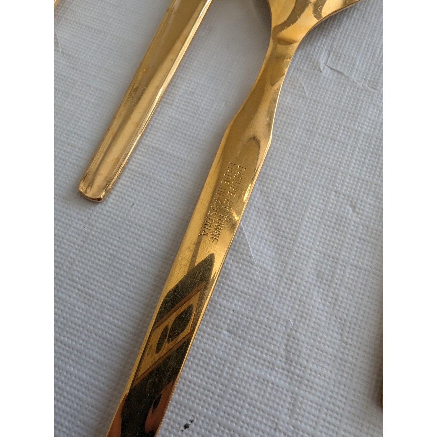 DANUBE BY TOWNE -MADE IN AUSTRIA -50-PIECE SET GOLD FLATWARE FORKS SPOONS KNIVES