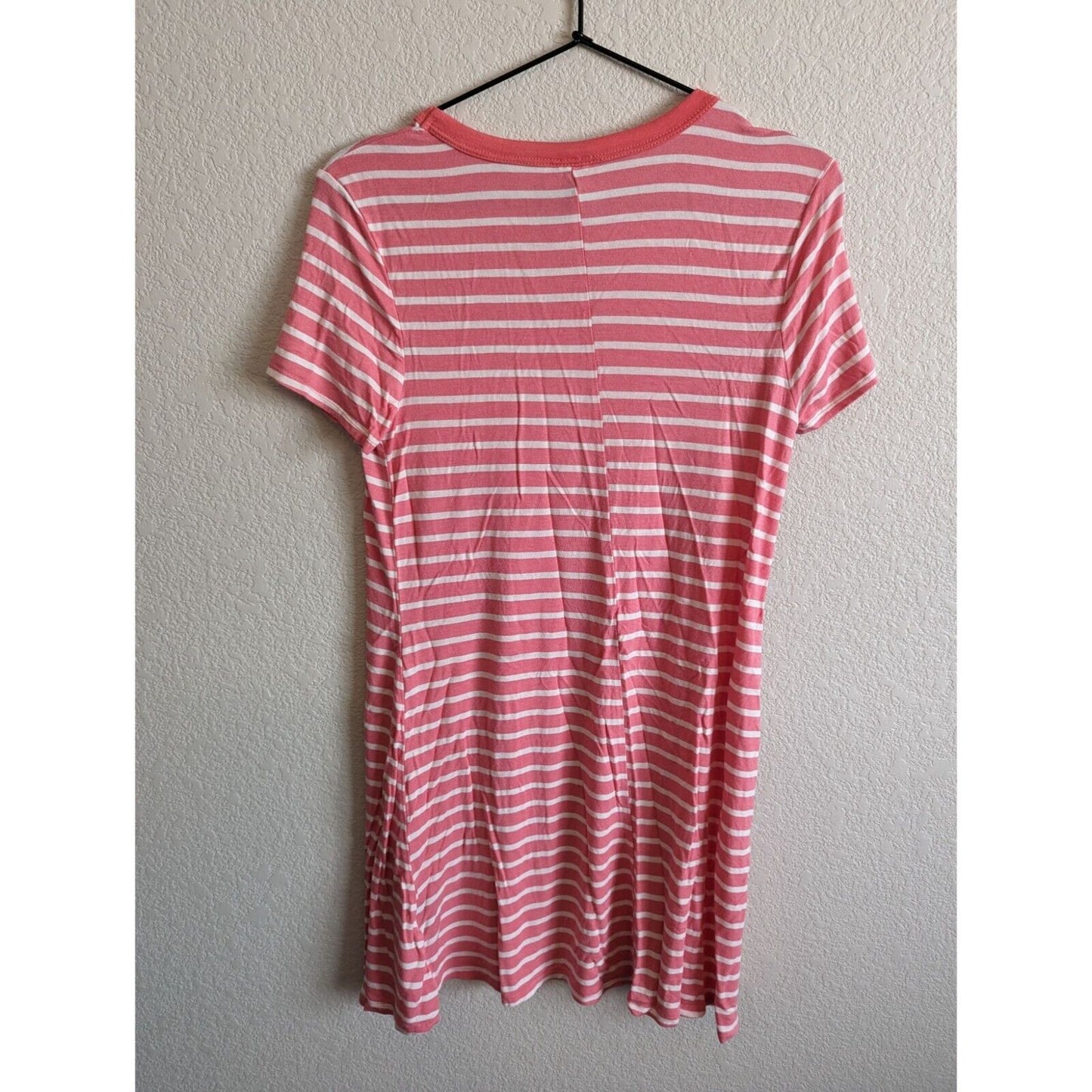 Vintage 1990s Joe Boxer Womens Sz M Short Sleeve Mini Dress Pink White Striped