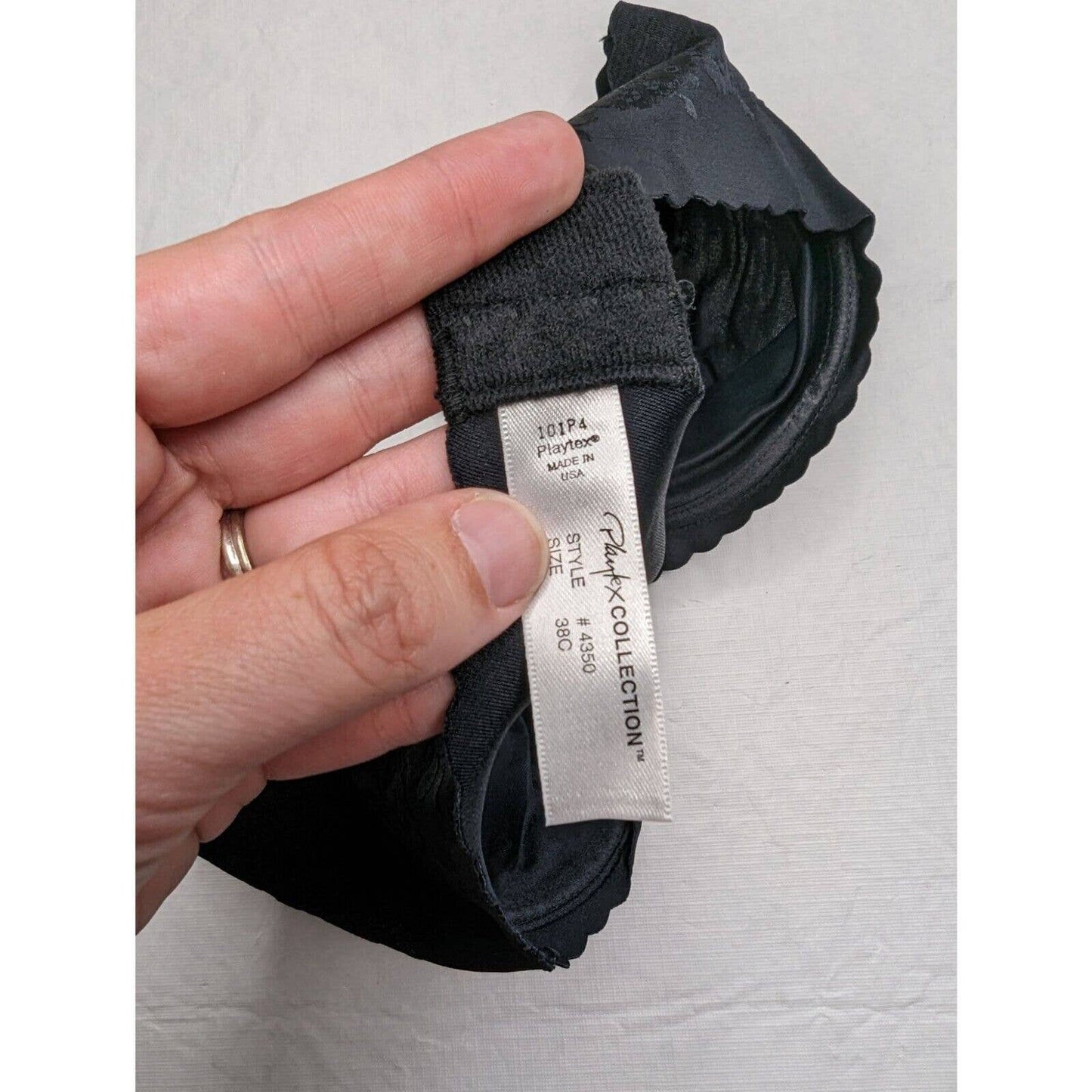 Vintage Playtex mujeres Sz 38C sin forro figura completa sujetador negro estilo 4350