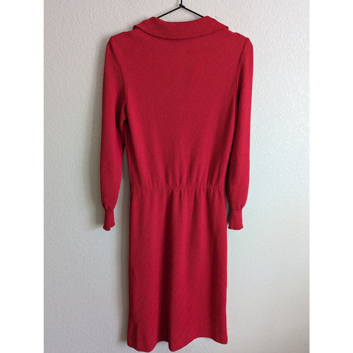 Vintage 1960s Womens Sz M Castleberry Collared Shirt Dress Midi Length Red