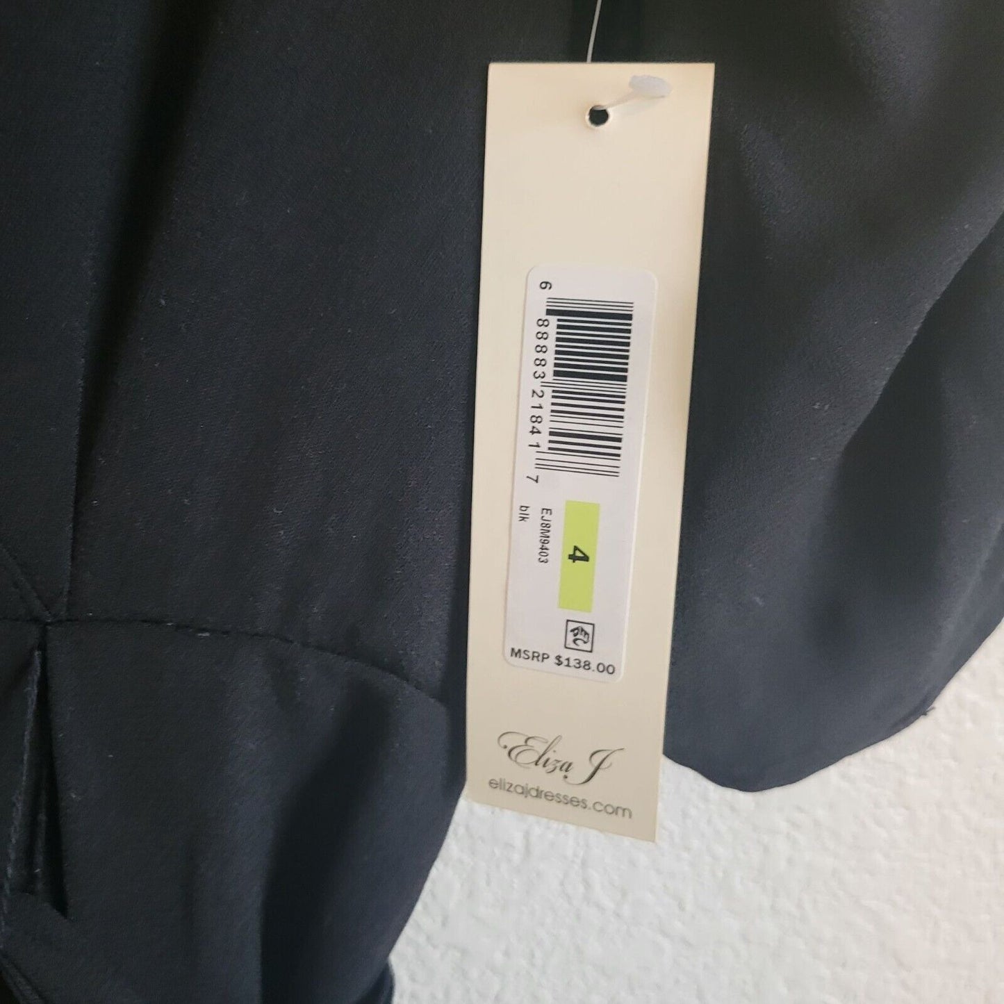 Eliza J Womens Sz 4 Maxi Dress Solid Black Short Sleeve Belted NEW