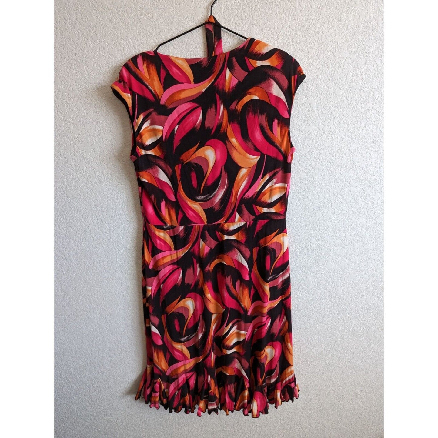 Vintage Glamour Womens Sz 10 Knee Length Belted Career Dress Pink Black