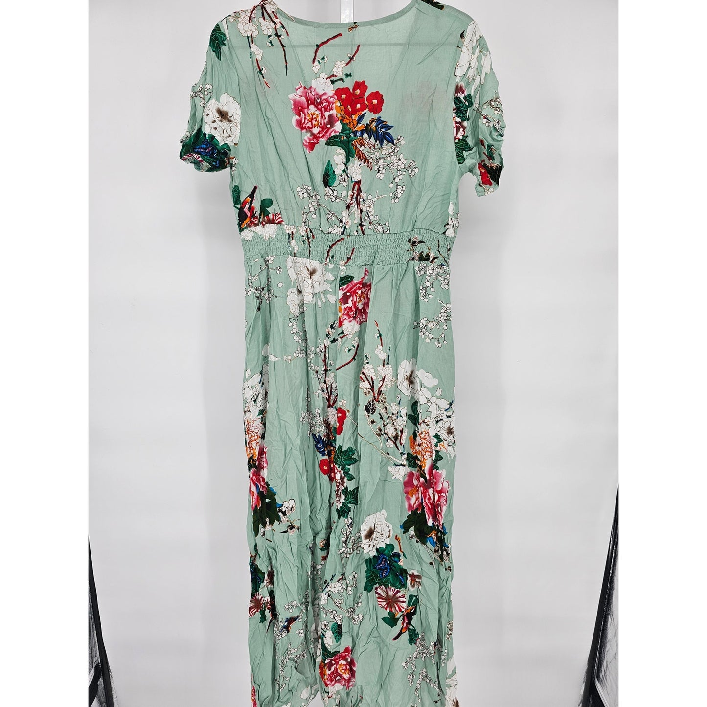 Cupshe Womens Sz L Maxi Length Swimsuit Coverup Sage Green Floral NEW