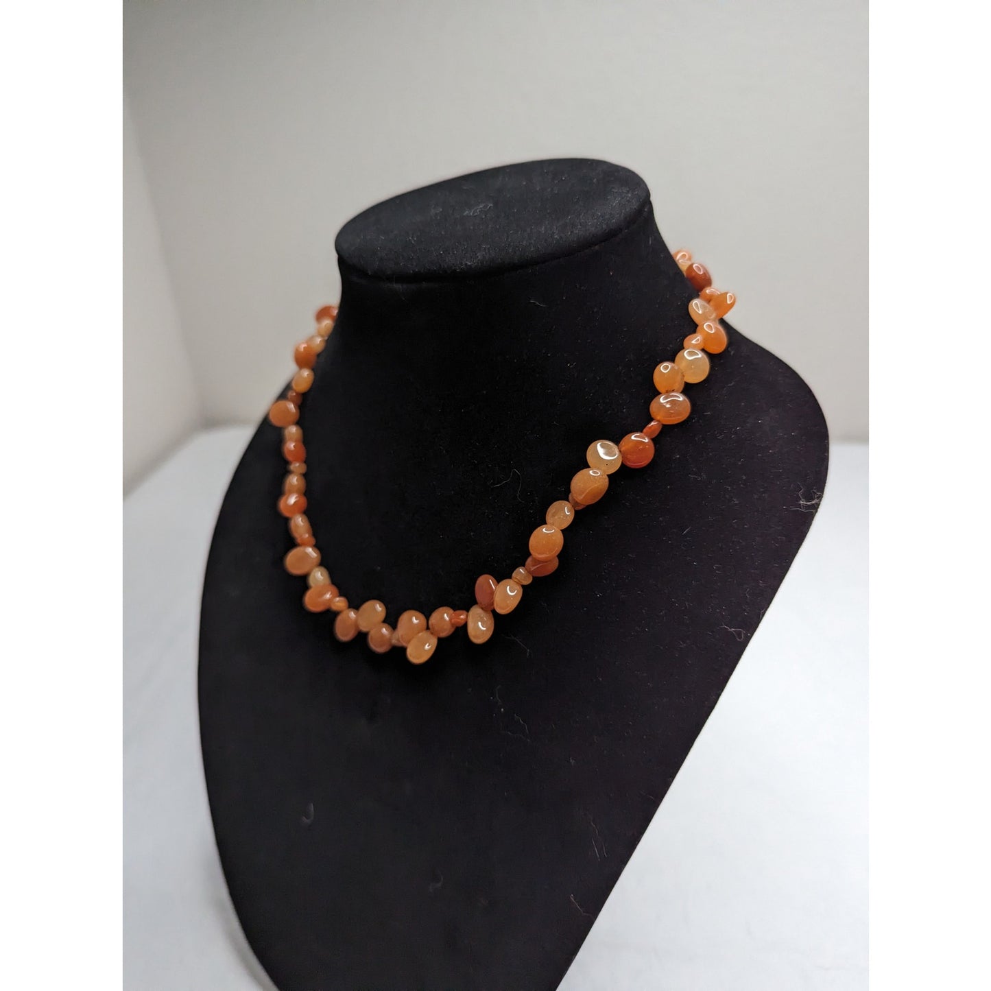 Vintage Single Strand Glass Beaded Necklace Translucent Orange