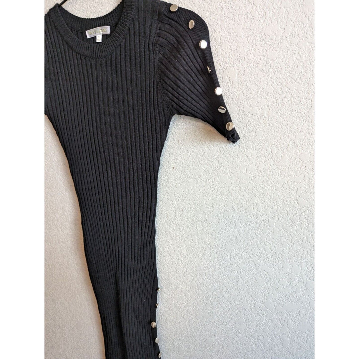 Riley & James Womens Sz M Fitted Sweater Dress Black Ribbed Y2K Midi