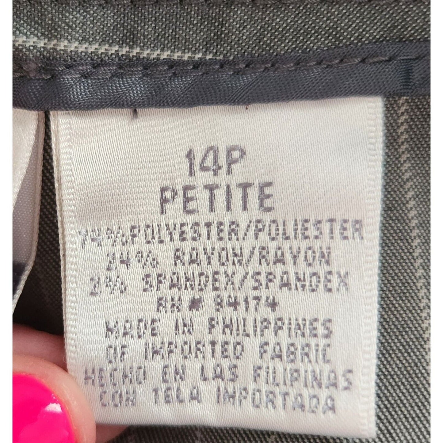 Vintage Worthington Womens Sz 14P Petite Career Pants Gray Pinstripe