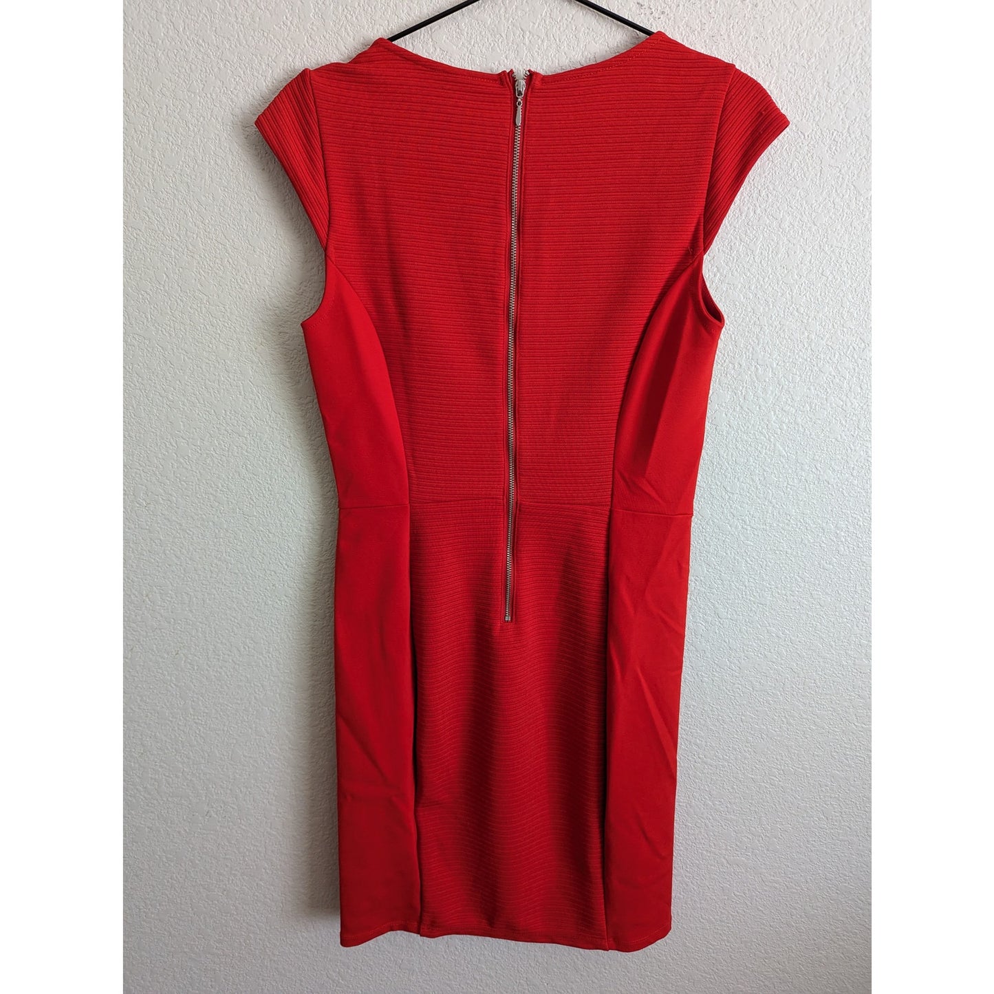 H&M Womens Sz S Knee Length Sheath Dress Solid Red