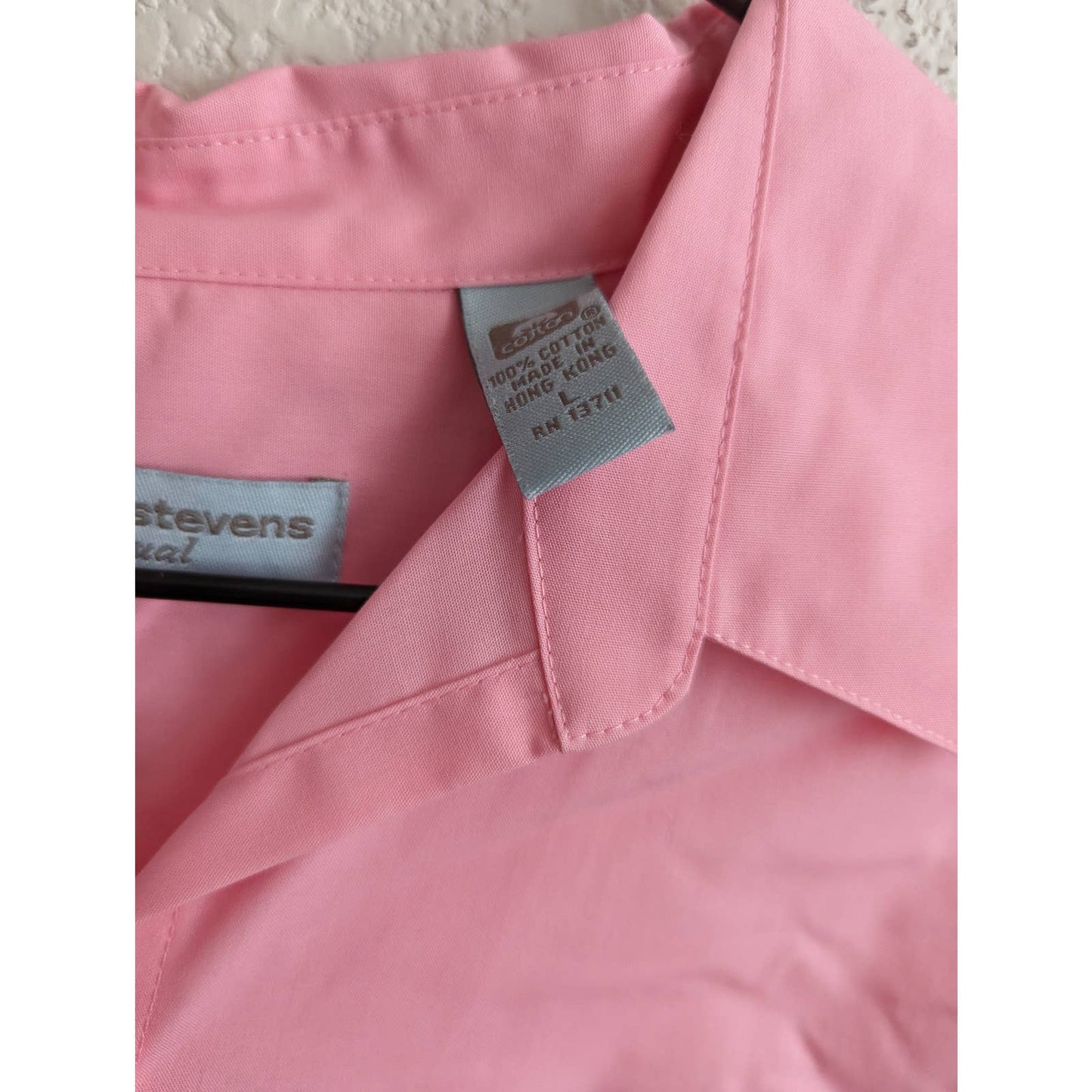 Valerie Stevens Camisa con botones 100% algodón para mujer Sz L Manga larga rosa claro