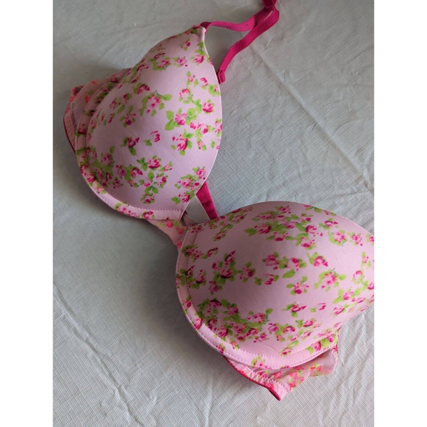 PINK by Victorias Secret Sz 34B Use Everywhere Demi Bra Rosa Floral