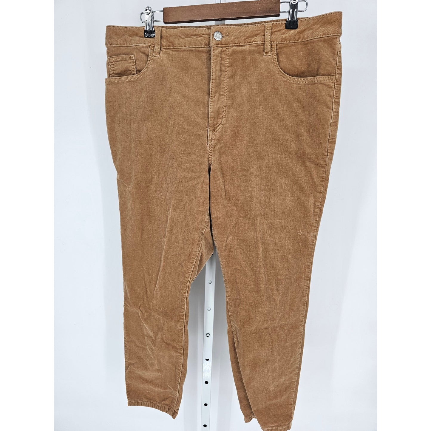 LOFT Womens Sz 18 (34) Skinny Leg Corduroy Pants Dark Beige Brown