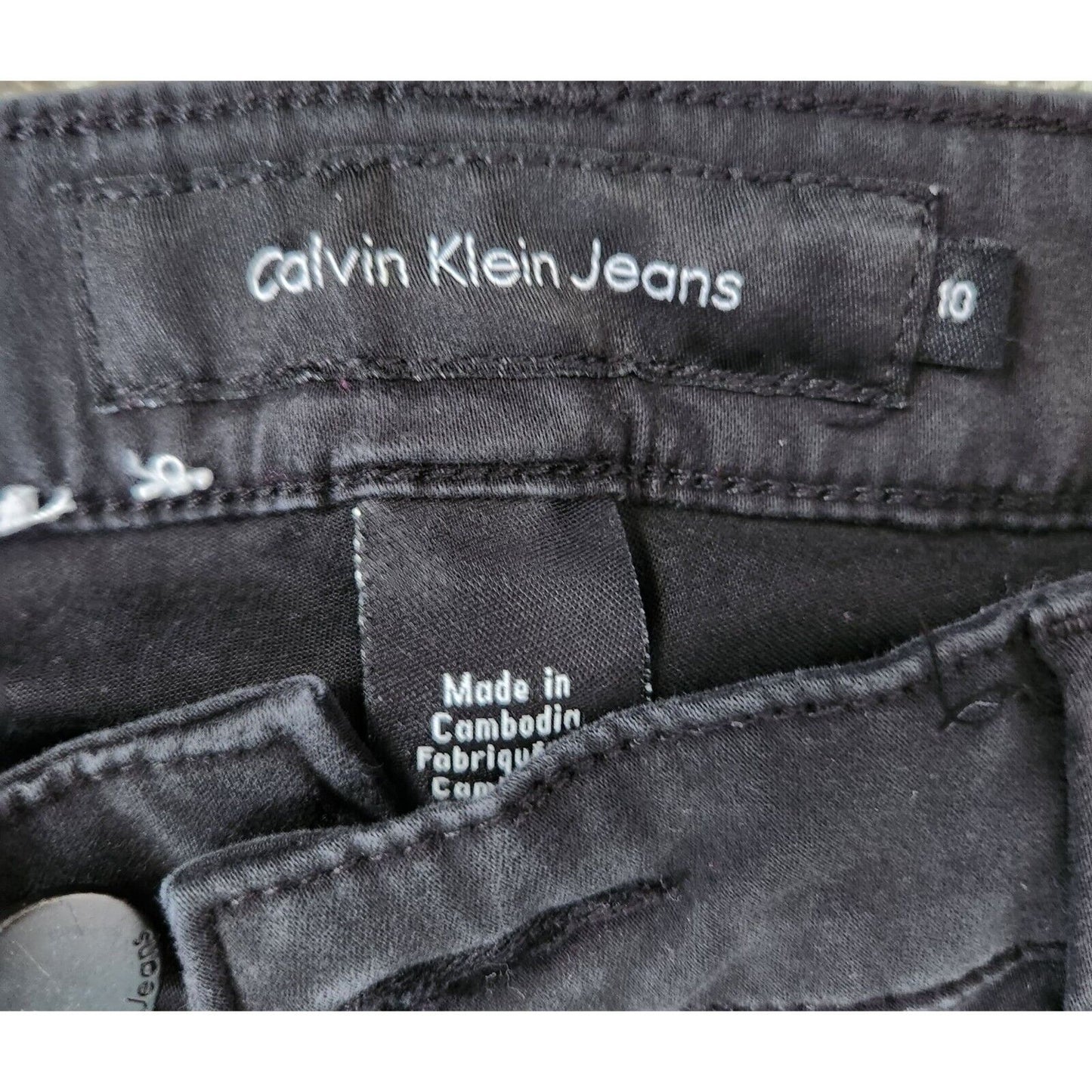 Calvin Klein Womens Sz 10 Slim Leg Stretchy Jeans Black Cotton Blend