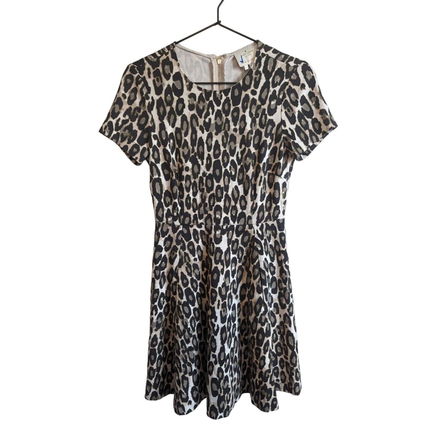 Kate Spade Womens Sz 2 Short Sleeve Knee Length Leopard Print Dress