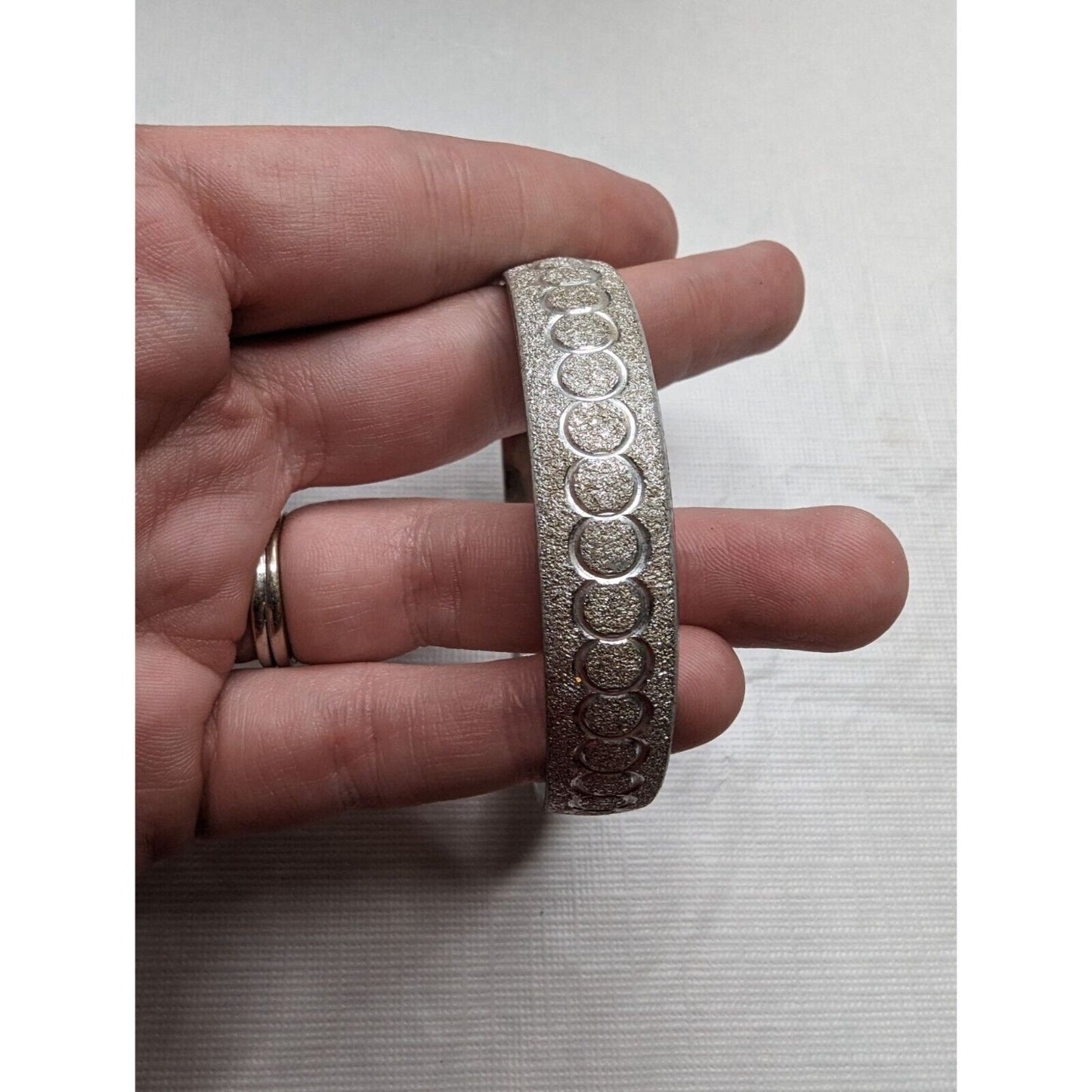 Oktoberfest Bangle Bracelet German Silver Tone Stucco Texture
