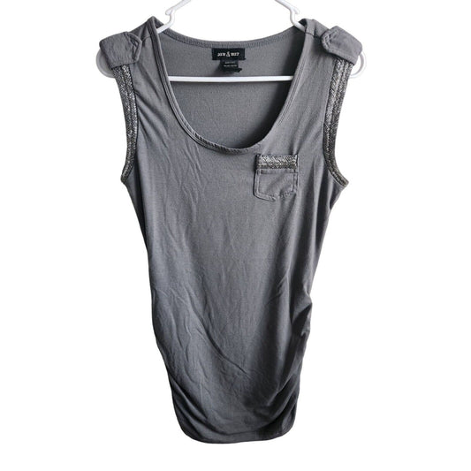 Sam & Max womens Sz M Mini Dress Gray w. Silver Trim Sleeveless