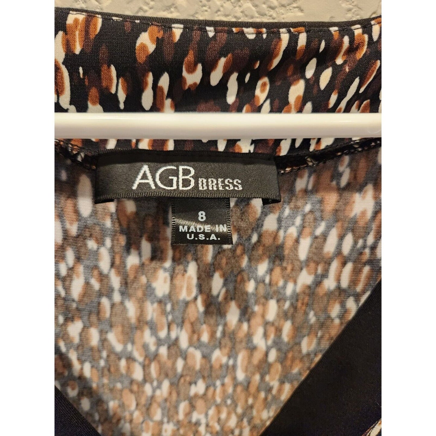 Vintage 1990s AGB Womens Sz 8 Midi Dress Brown Speck Long Sleeve