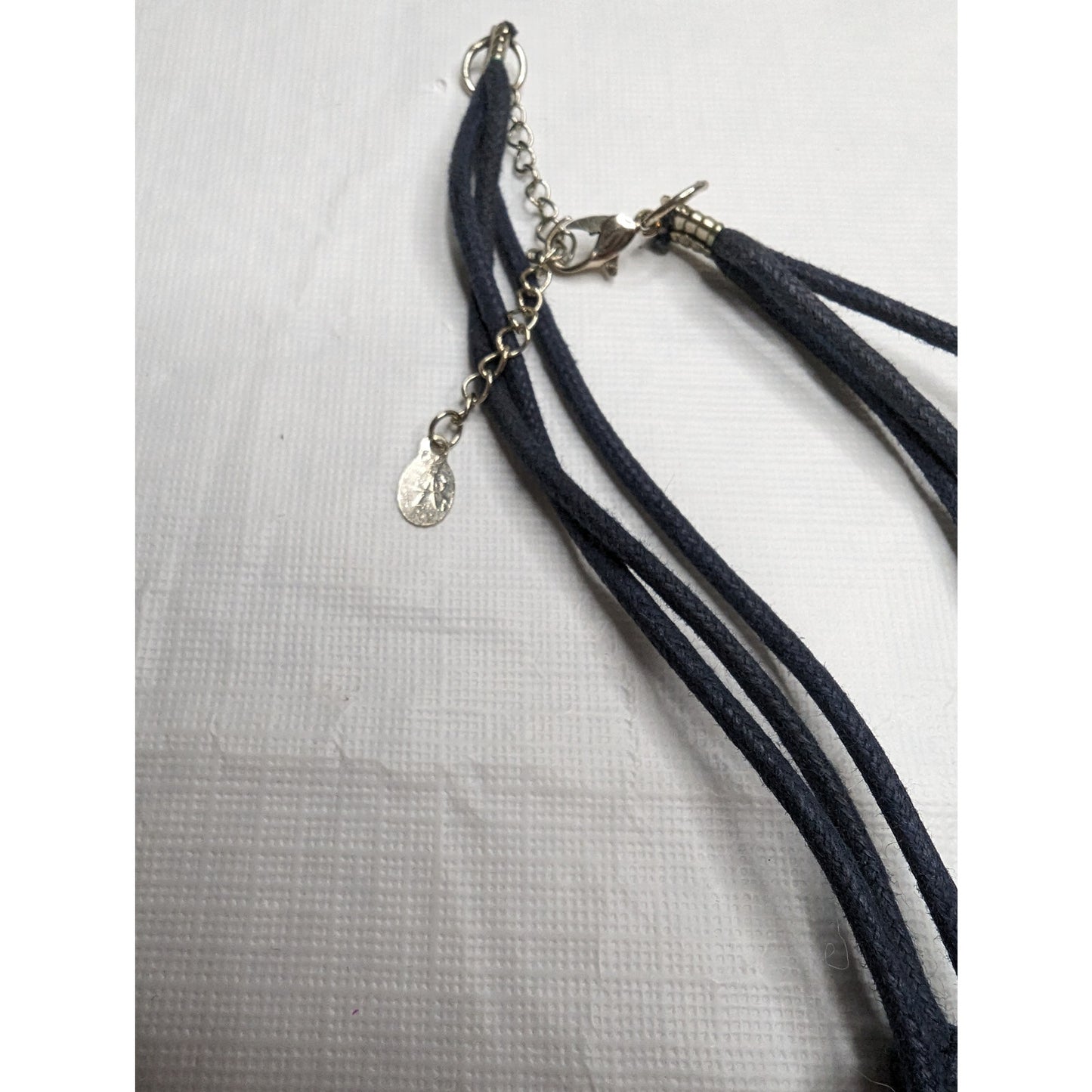 Vintage 1990s Womens 3 Strand Statement Necklace Gold Rope Wrapped Blue Knotted