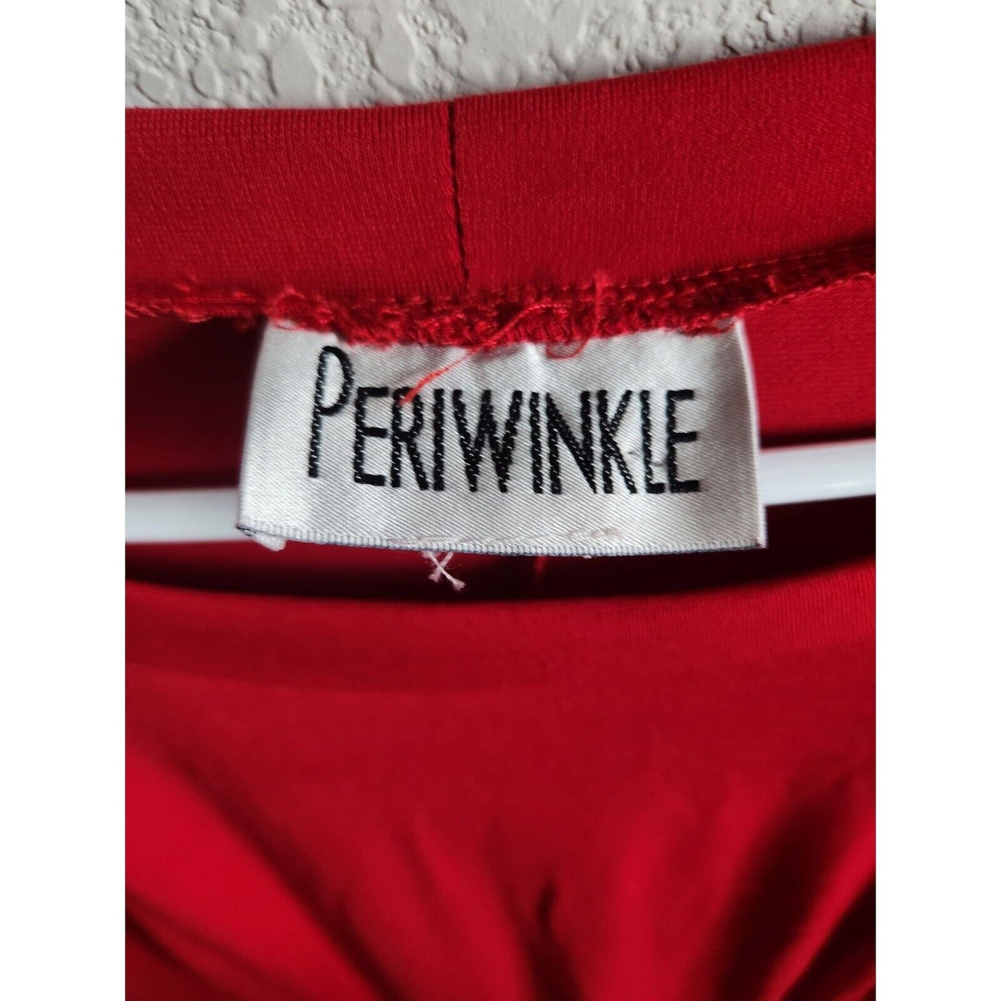 Vintage 1990s Periwinkle Womens Sz M Midi Dress Solid Red Short Sleeve