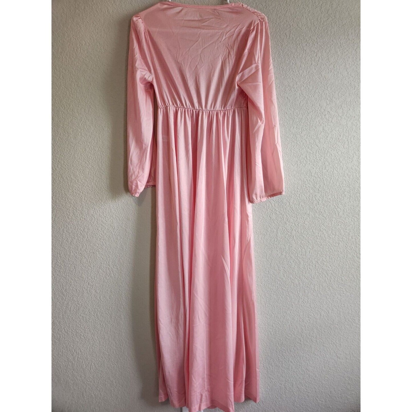 Vintage 1970s Kayser Womens Sz S Light Pink Nylon Open Front Gown