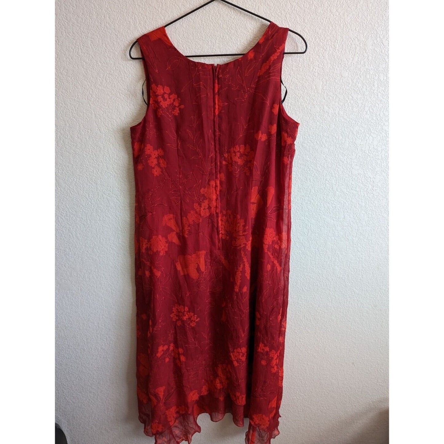 Melissa Harper Womens Sz 8 Vintage 1990s Red Floral Dress Midi