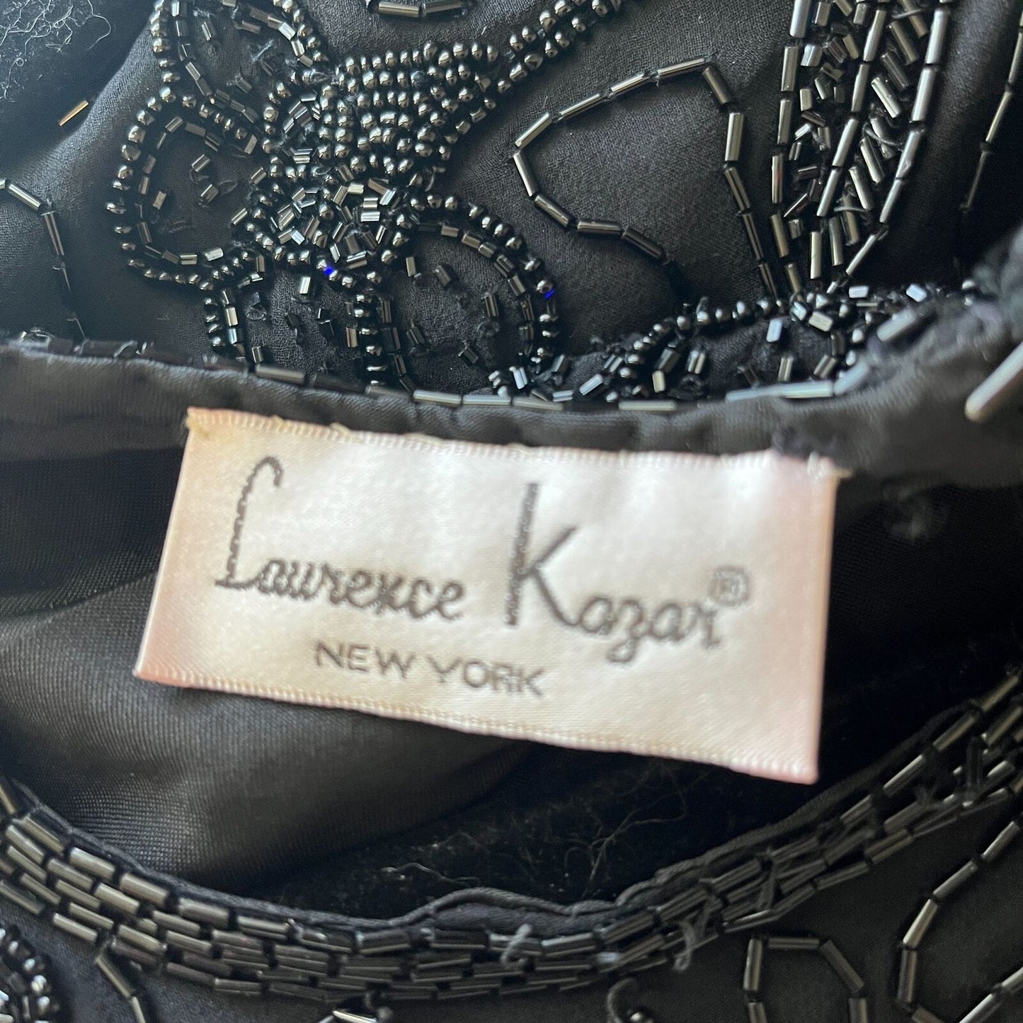 Laurence Kazar Womens PL Midi Dress Silk Fully Beaded Black Formal