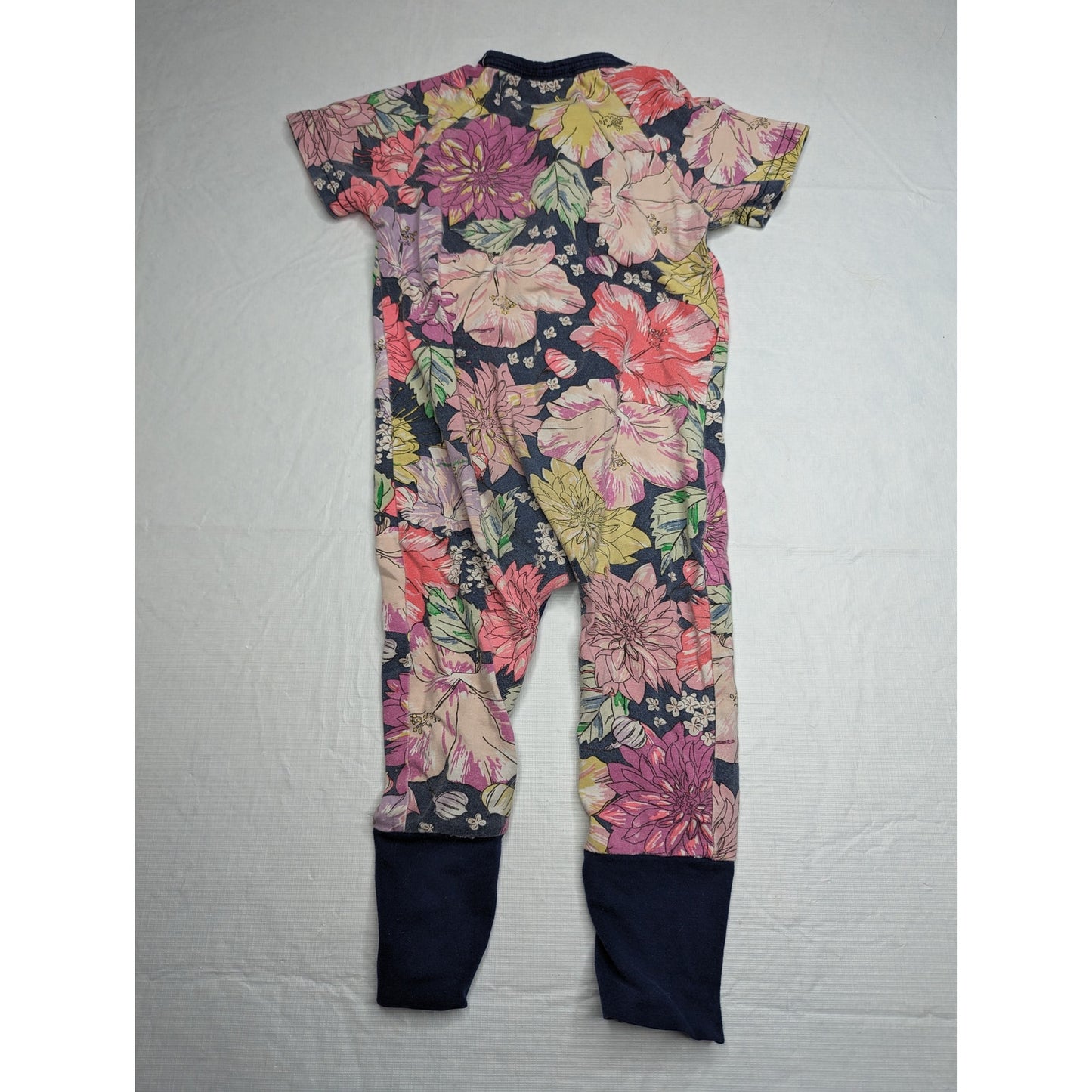 Kids Tales Baby Girls Sz 12M One Piece Zip Up Outfit Colorful Watercolor Floral