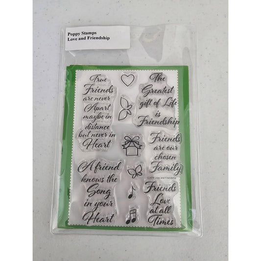 Poppy Stamps Love and Friendship Clear Rubber Stamp Set