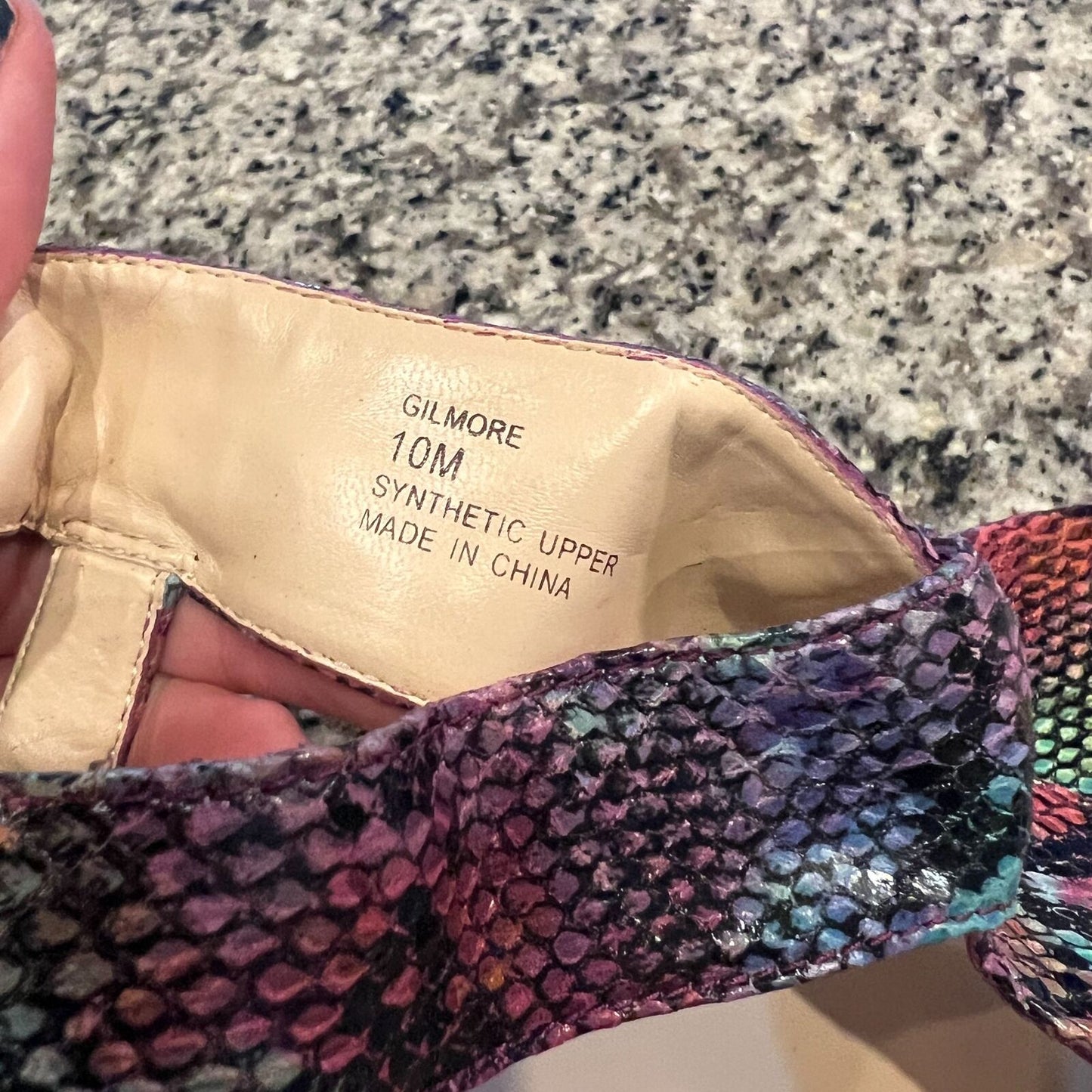 Eva & Zoe Womens Sz 10 Platform Heels Gilmore Faux Snake Print Colorful