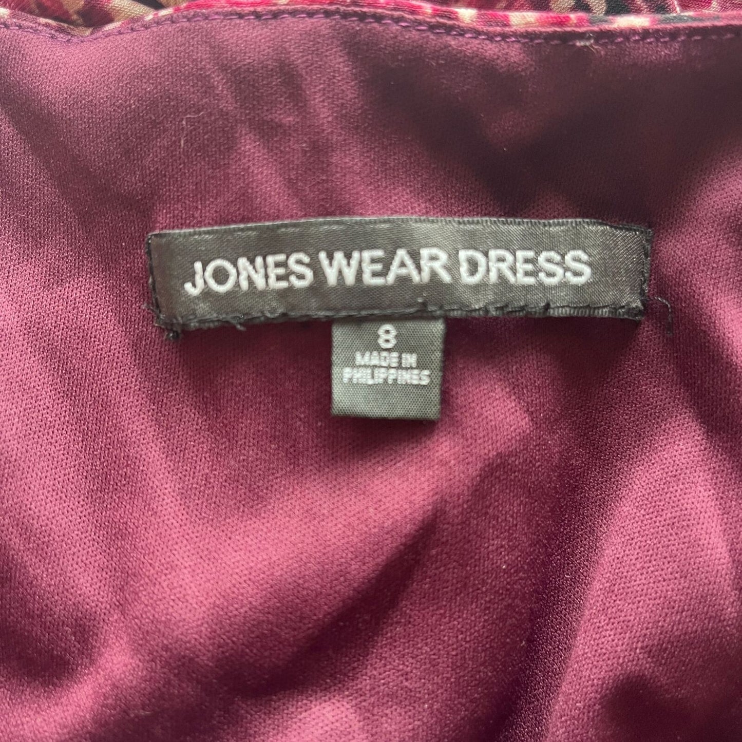 Jones Wear Womens Sz 8 V Neck Knee Length Dress Purple Black