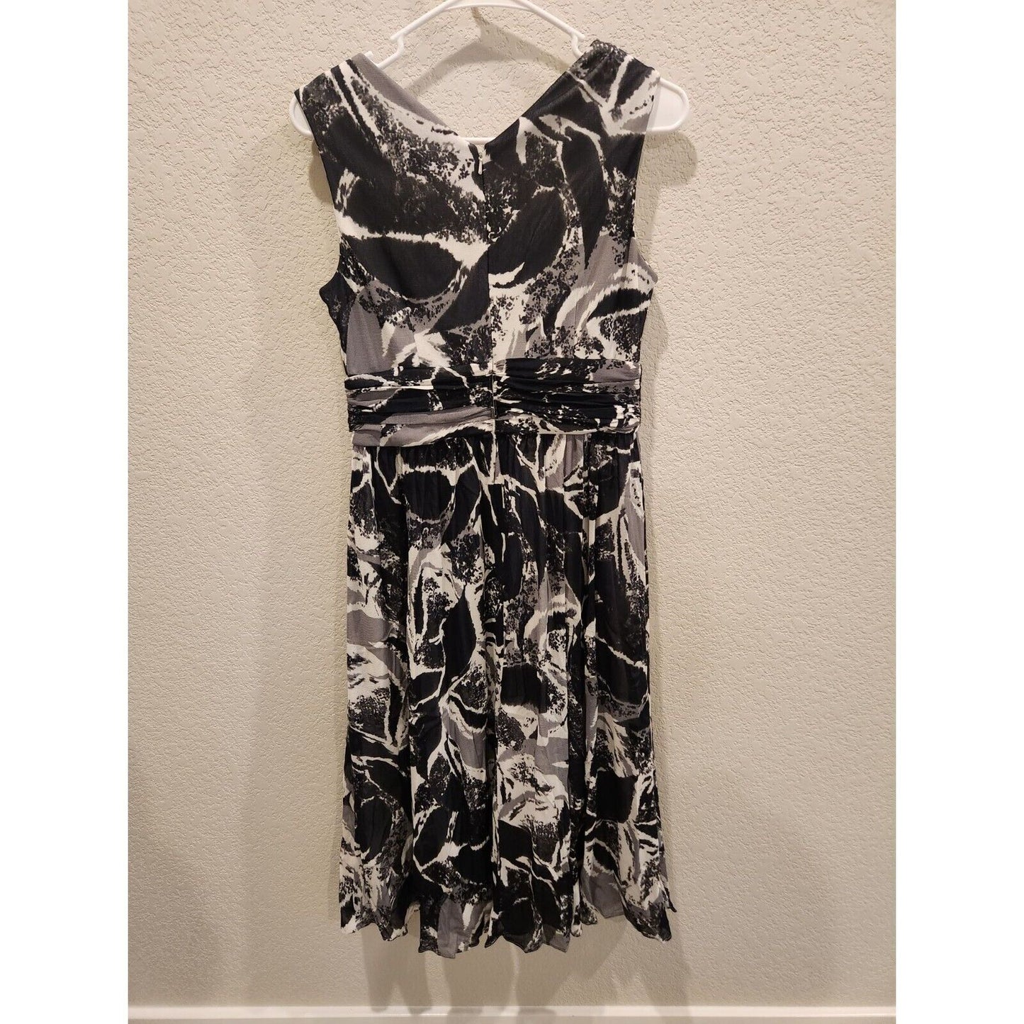 Coldwater Creek Womens Sz 6 Midi Dress Sleeveless Black White Formal