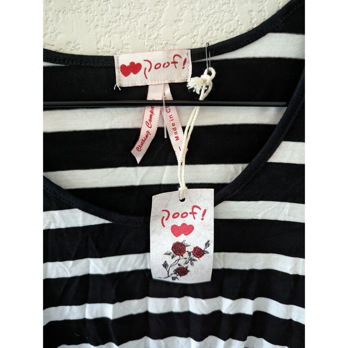 Poof Womens Sz L Maxi Shirt Dress Black and White Striped NEW