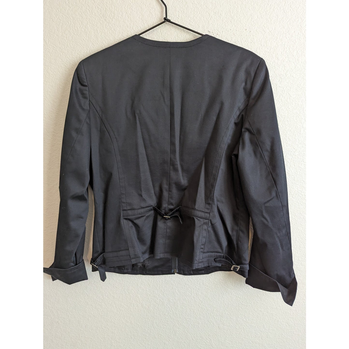 Valerie Stevens Womens Sz 12P Petite Zip Up Jacket Black Career Cotton Blend