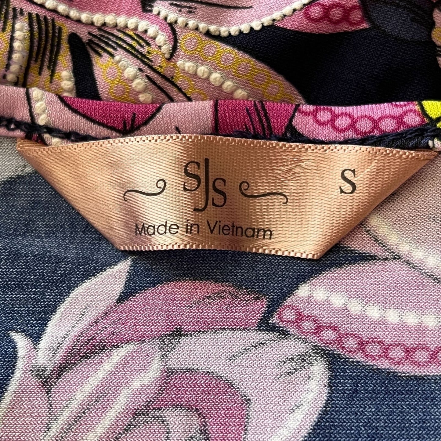 SJS Womens Sz S Knee Length Dress Bell Sleeve Navy Floral