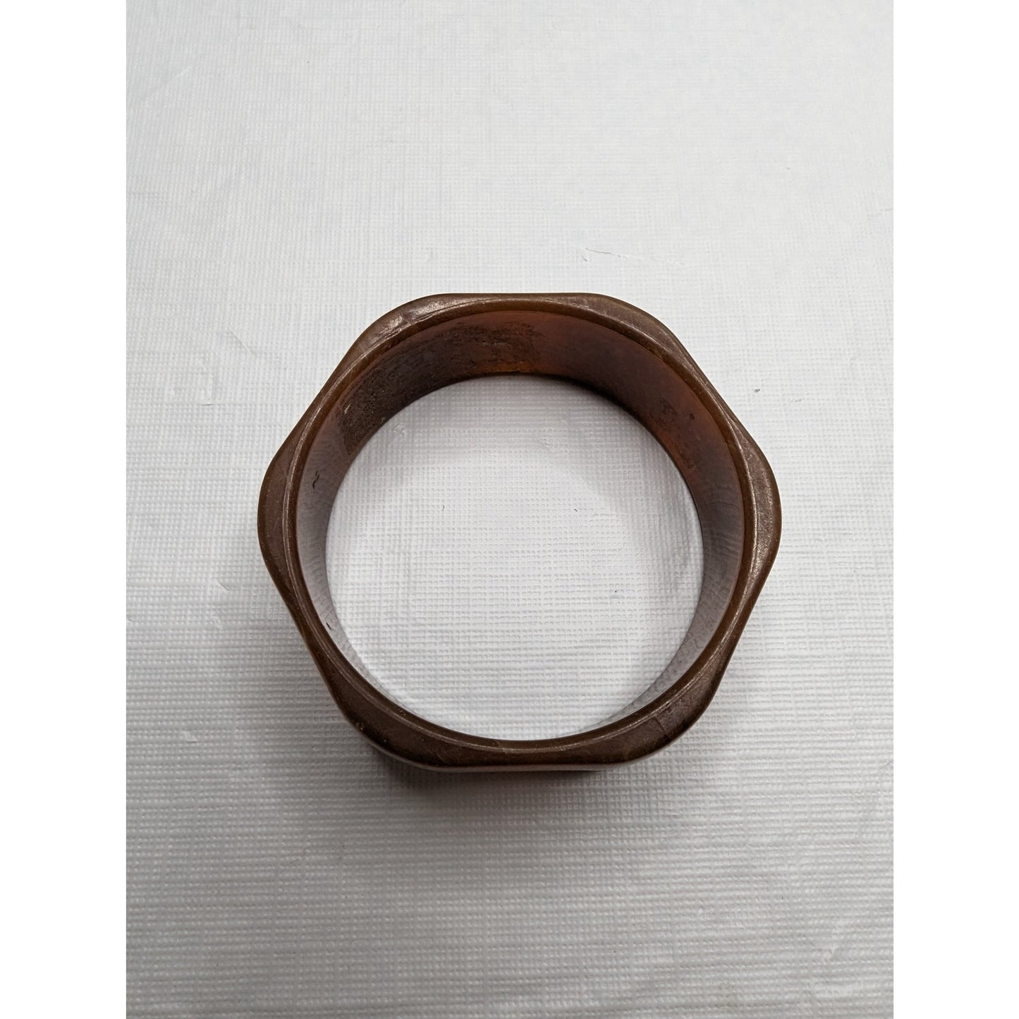 Vintage Mid Century Womens Geometric Bangle Bracelet Brown Amber