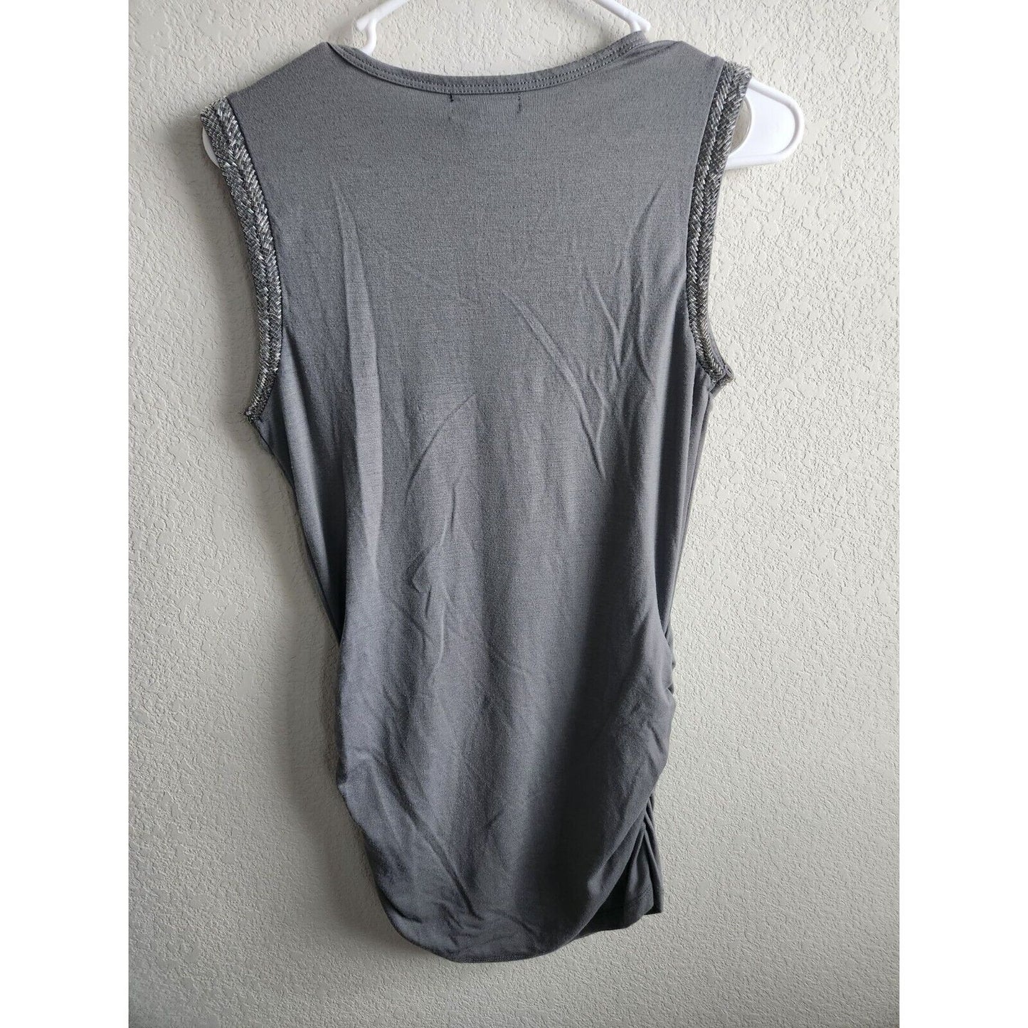 Sam & Max womens Sz M Mini Dress Gray w. Silver Trim Sleeveless