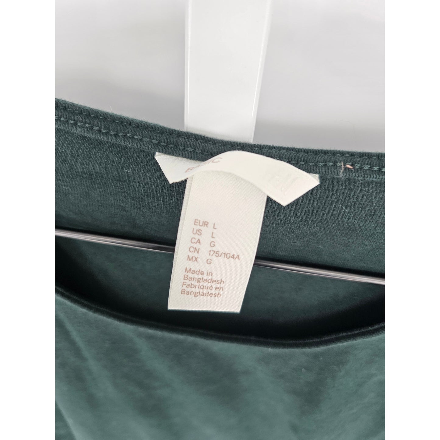 H&M Womens Sz L Long Sleeve Knee Length Shirt Dress Forest Green Fitted