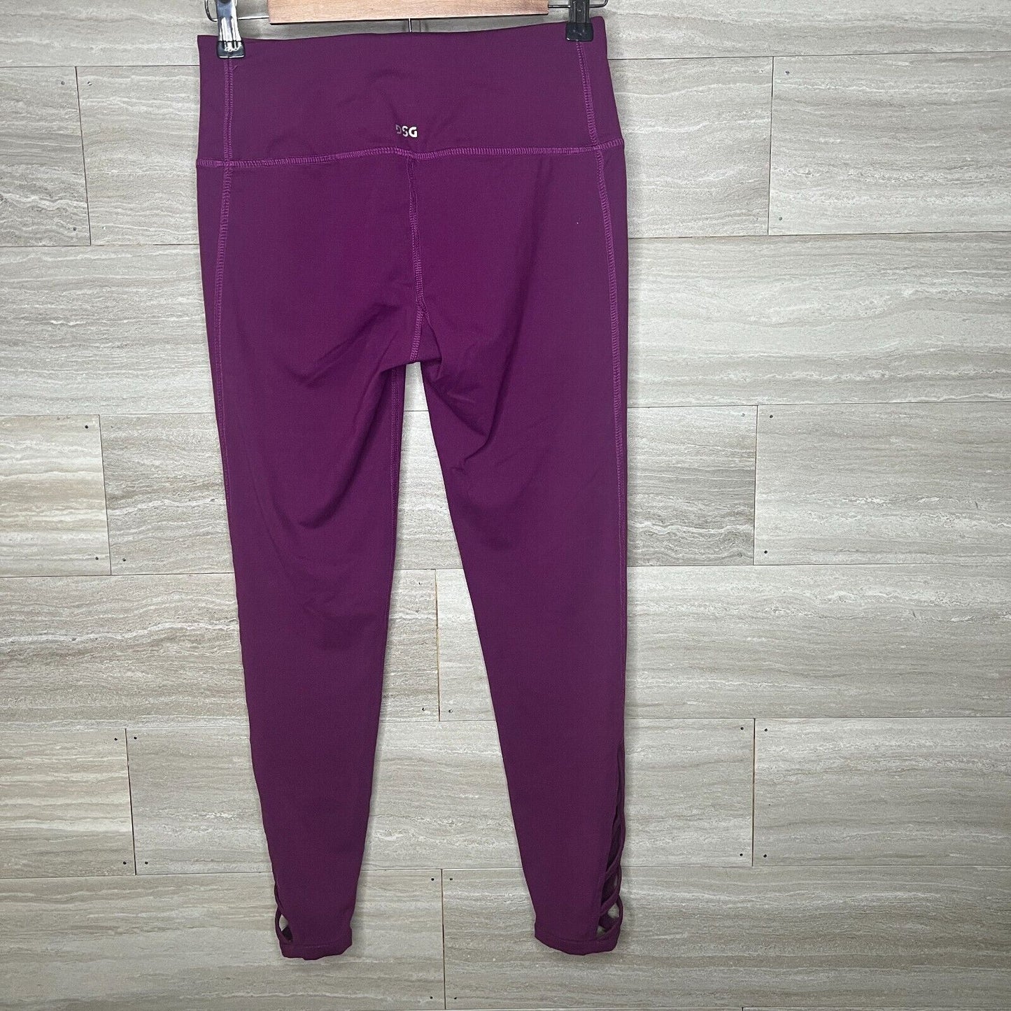 DSG Womens Sz S Athletic Yoga Pants Leggings Purple Strappy Ankle