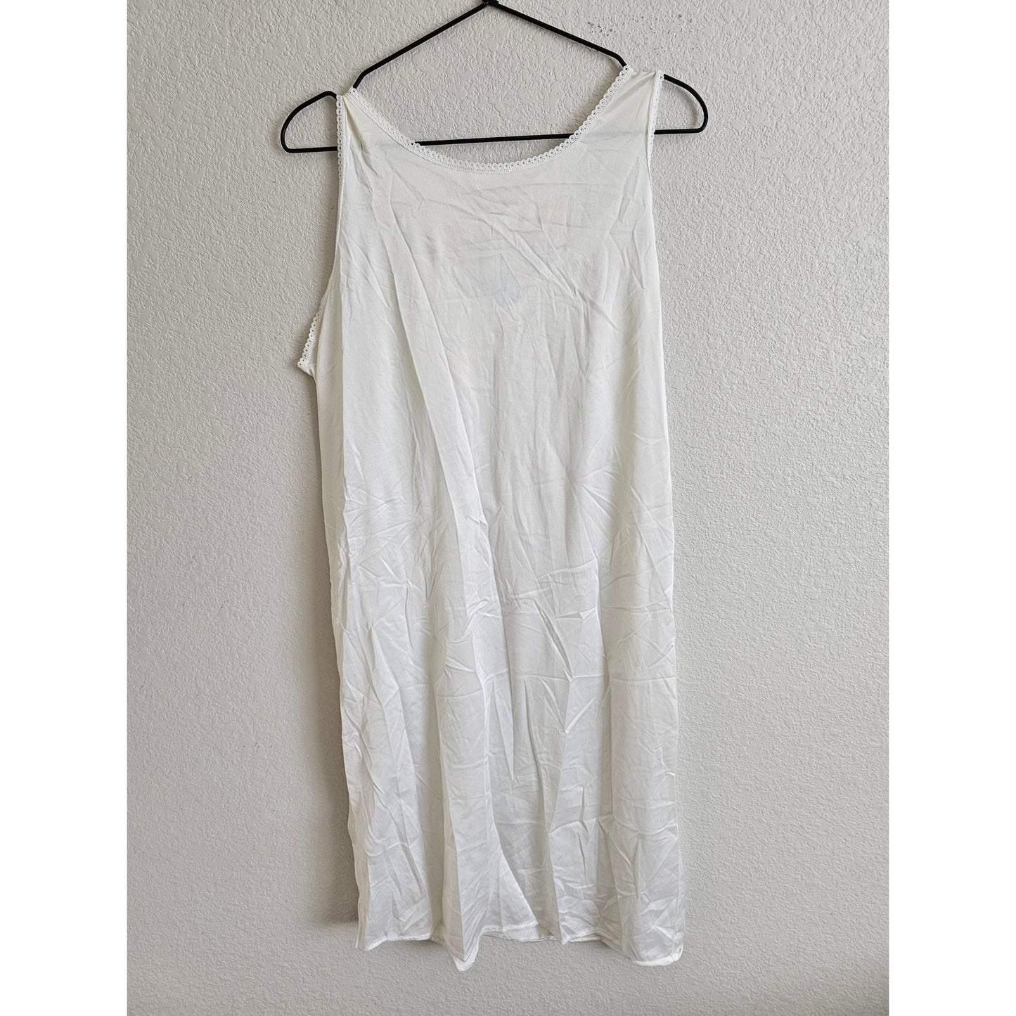 Vintage 1980s Womens Sz M Midi Length Nightgown Nylon White Pink Lace