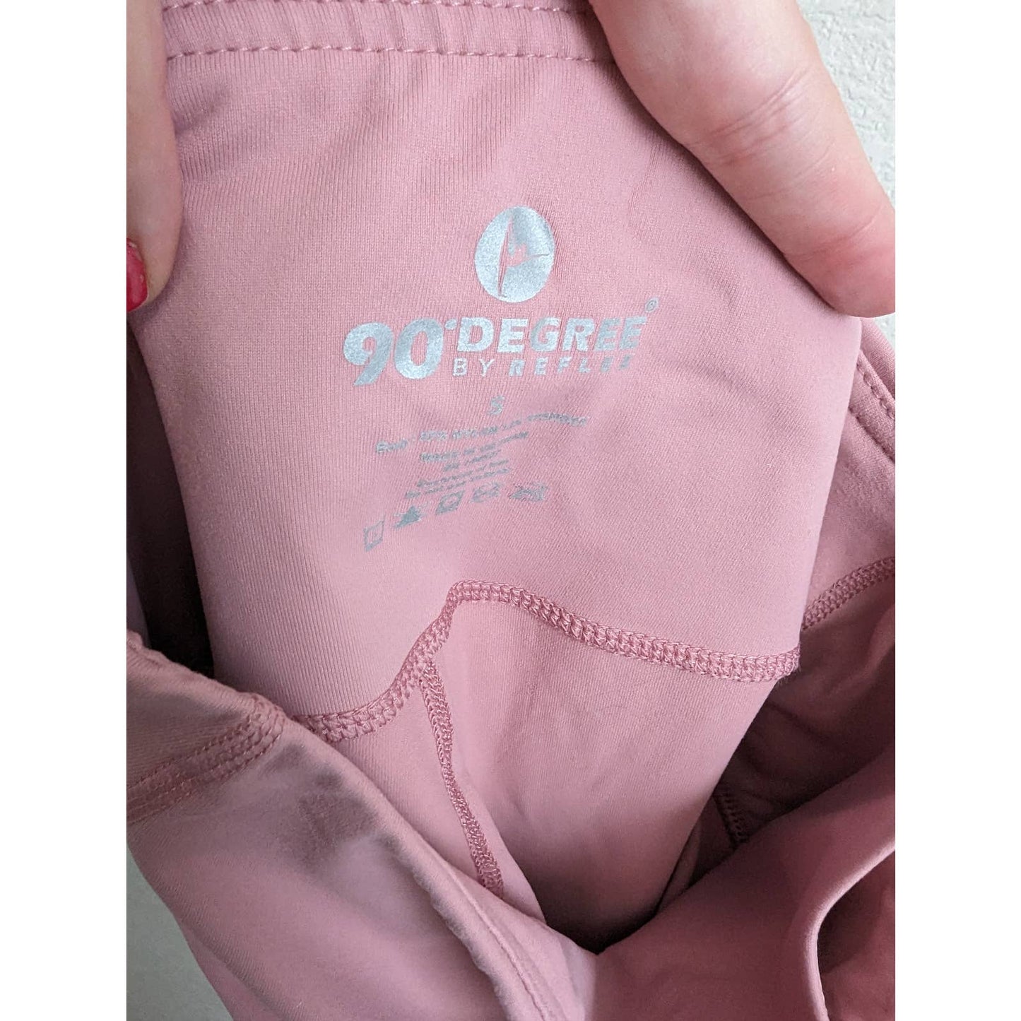 Leggings de compresión recortados rosados de 90 grados por Reflex para mujer Sz S