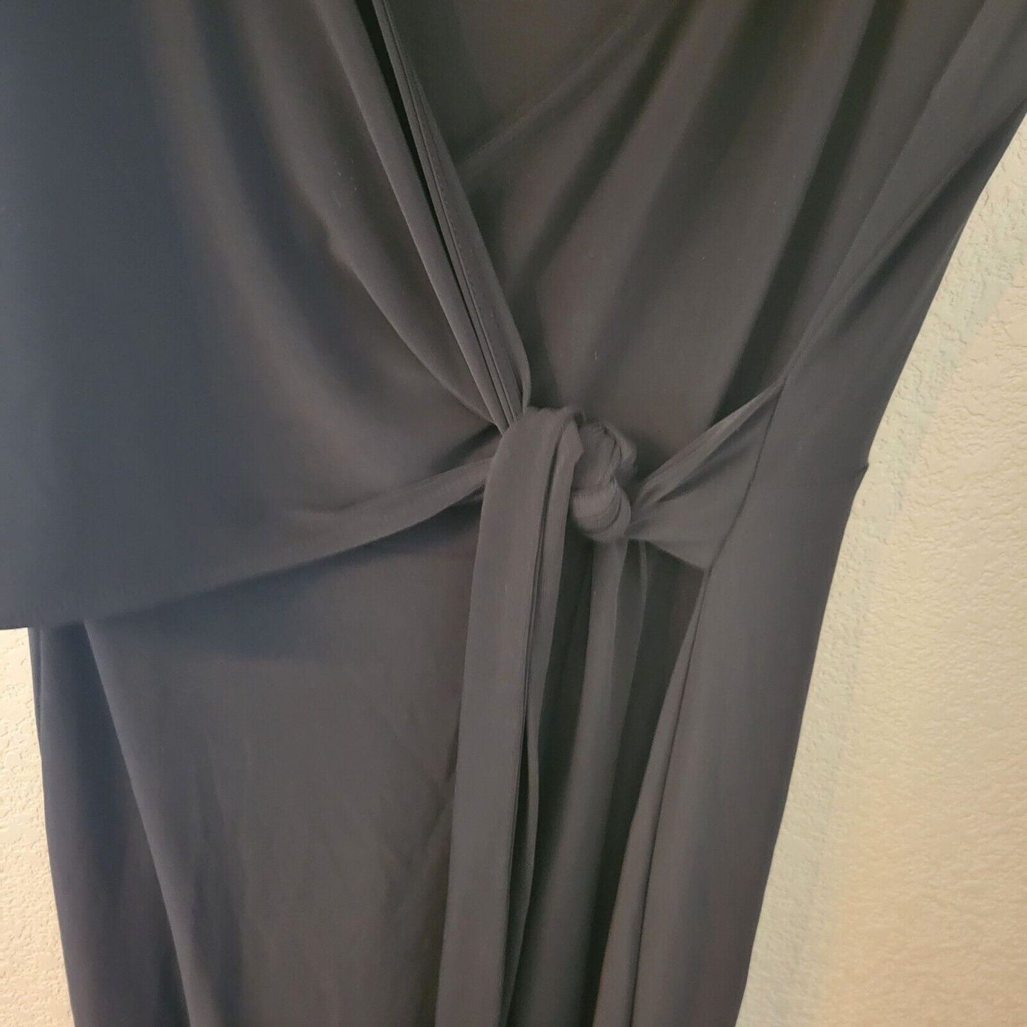 Evan Picone Womens Sz 6 Solid Black Midi Wrap Dress Vintage