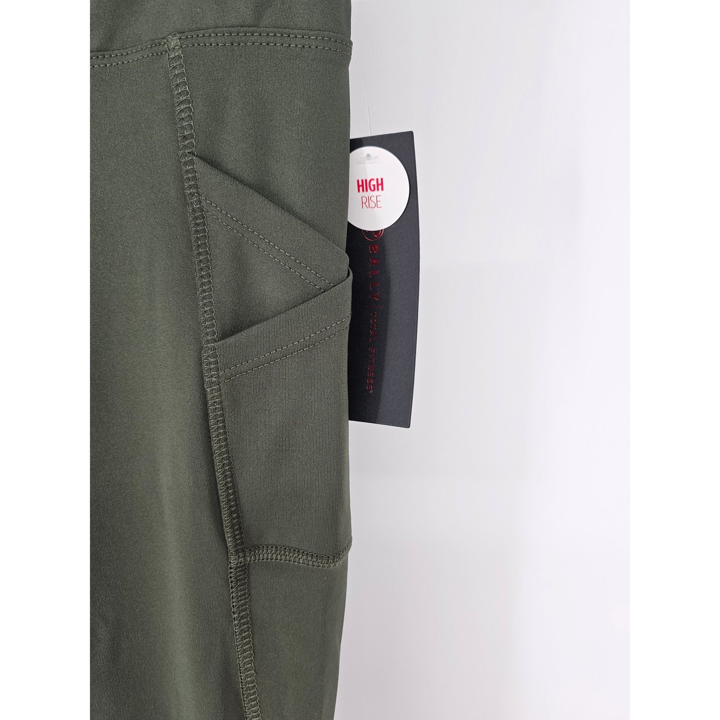 Bally Total Fitness Womens M Cropped Athletic Compression Leggings Olive Green