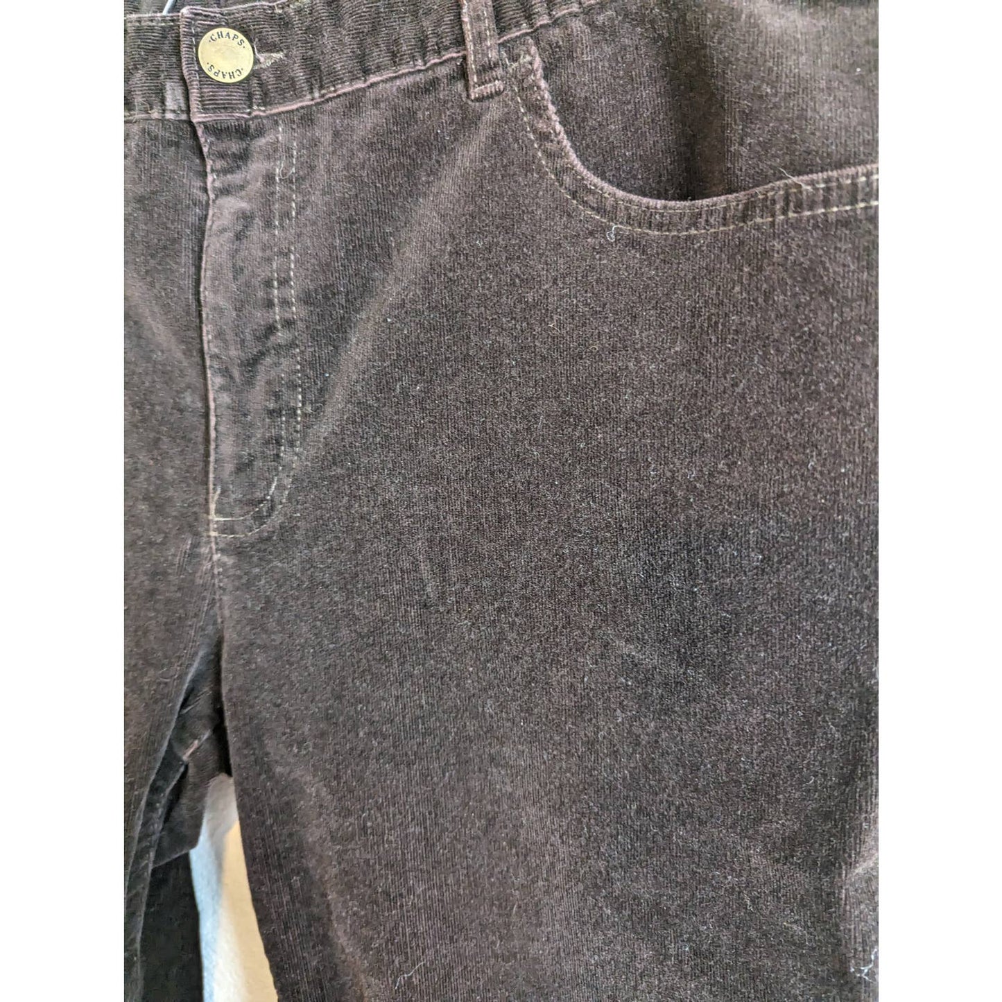 Chaps Mujer Sz 16 Pantalones de pana de pierna recta marrón oscuro