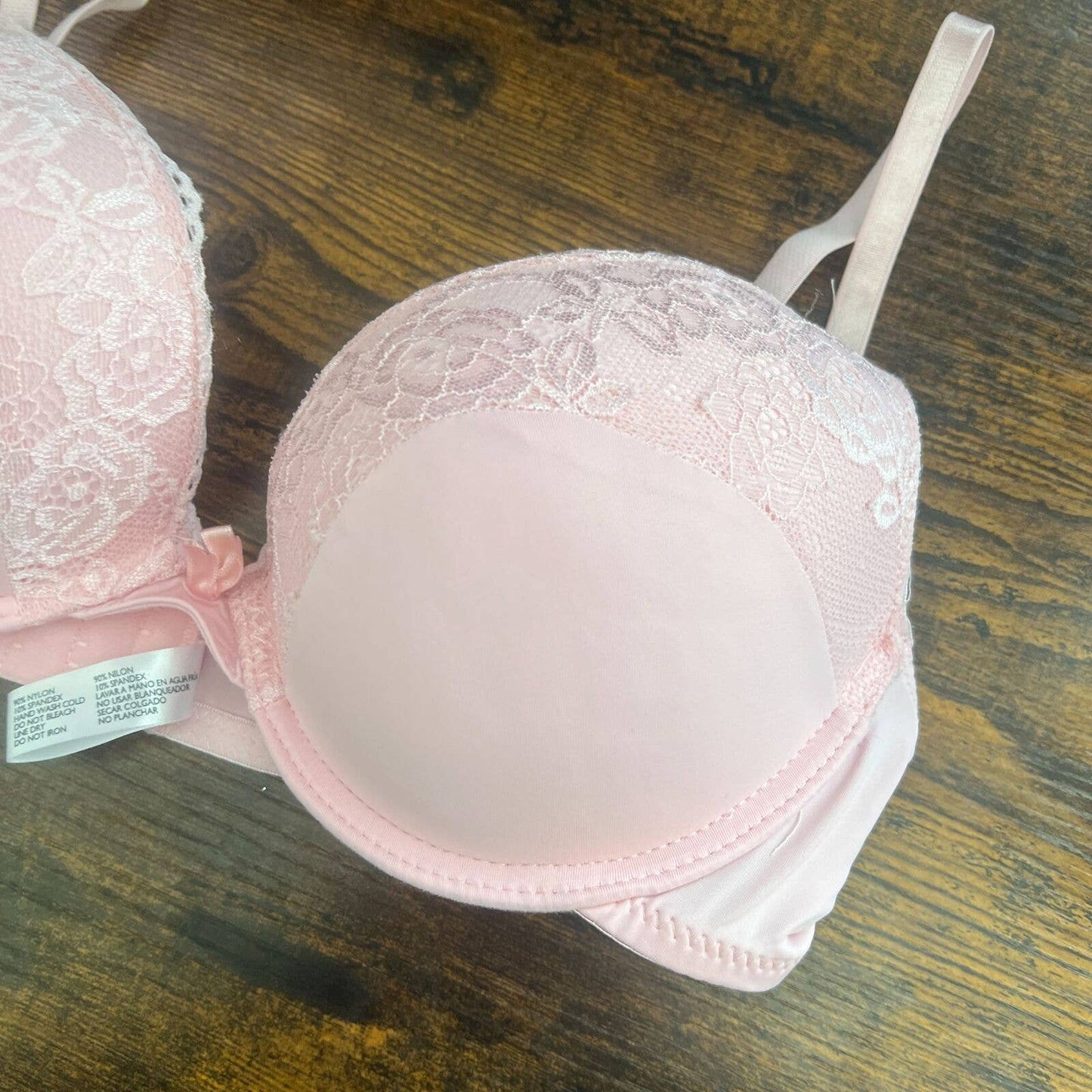 Laura Ashley Mujeres Sz 36C Rosa Claro Camiseta Sujetador Encaje Ribete
